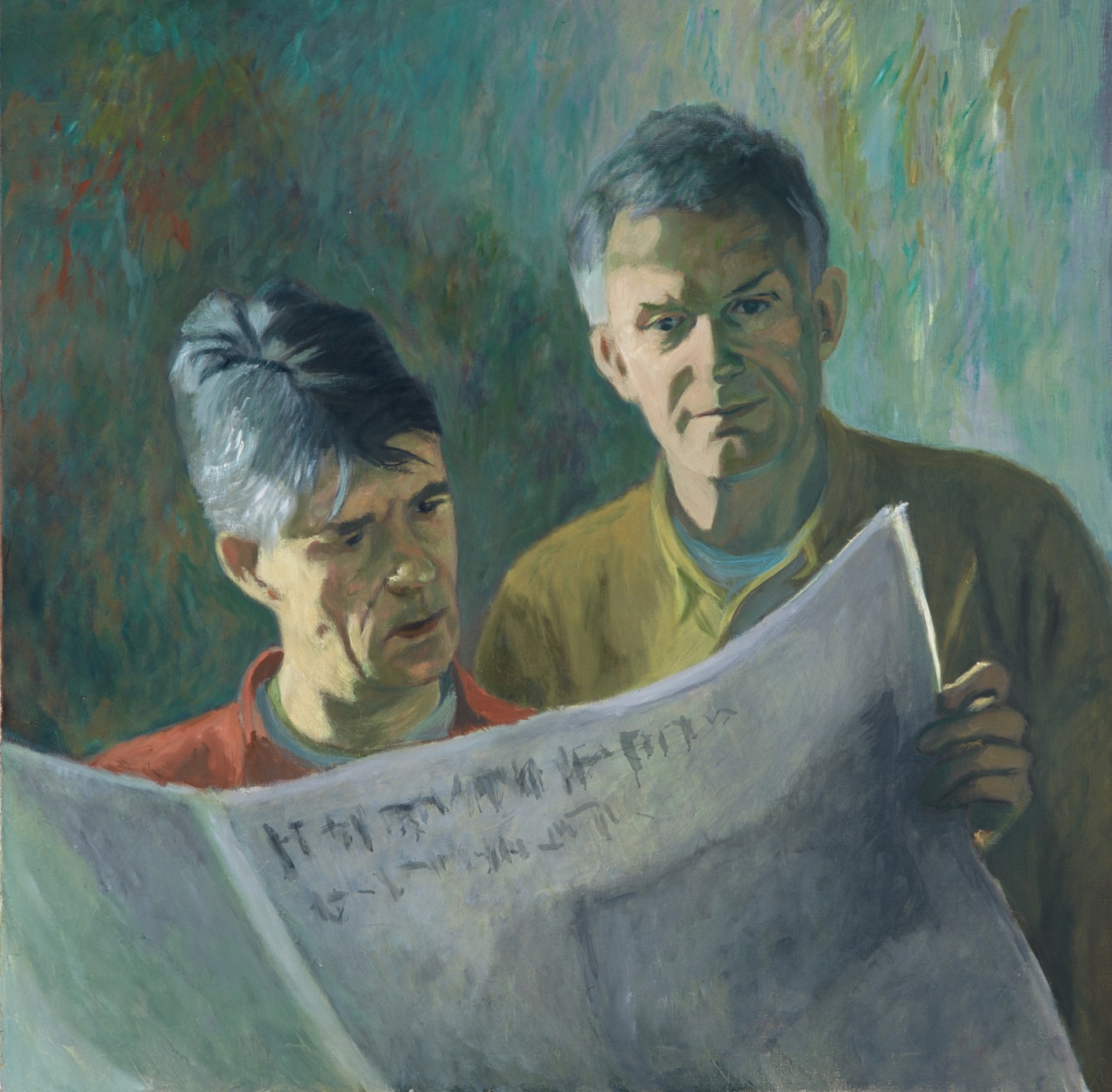 De afbeelding toont een kunstzinnig portret van Kees van Kooten en Wim de Bie. Gemaakt door: Ernestine Oosting