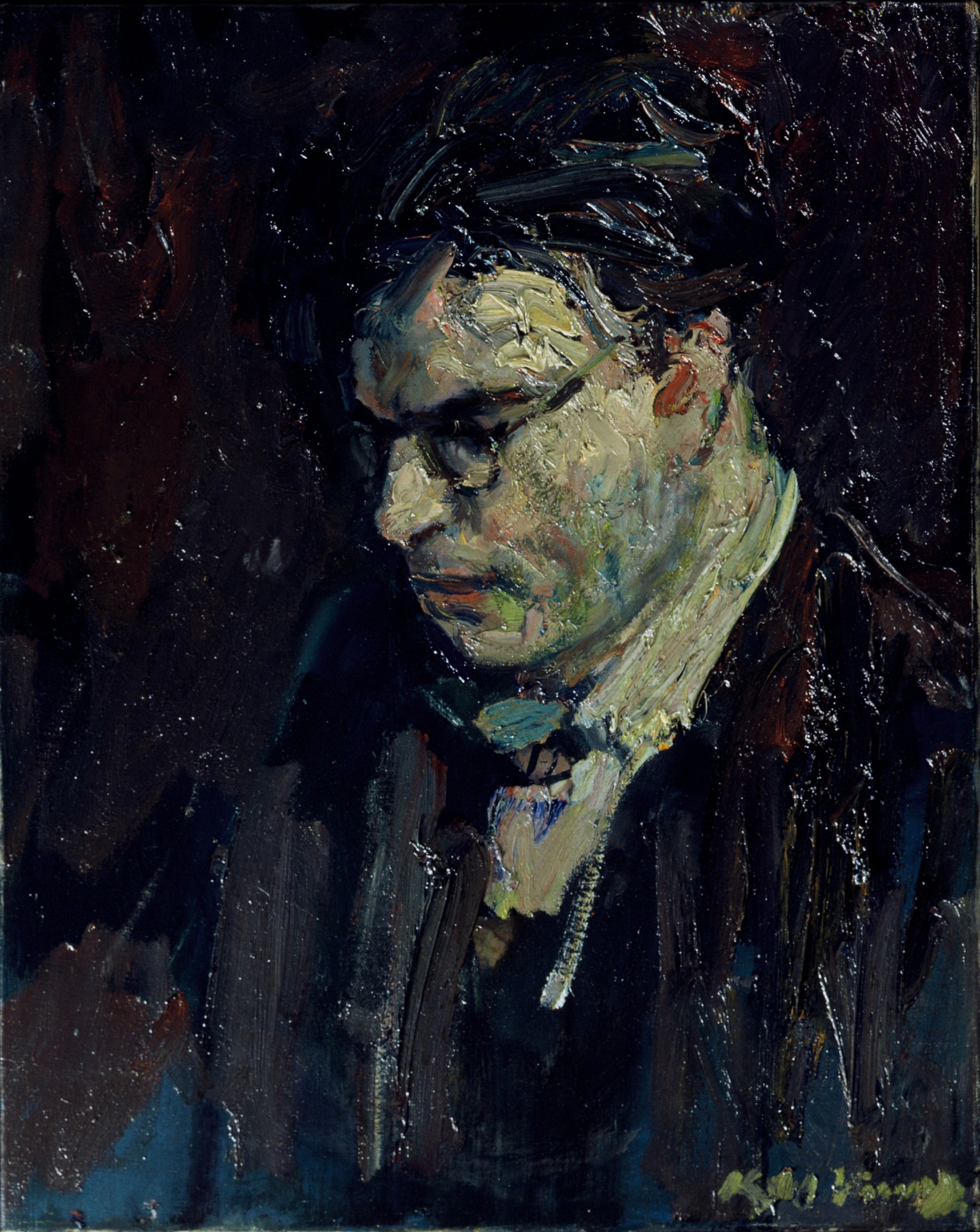 De afbeelding toont een kunstzinnig portret van Godfried Bomans. Gemaakt door: Kees Verwey