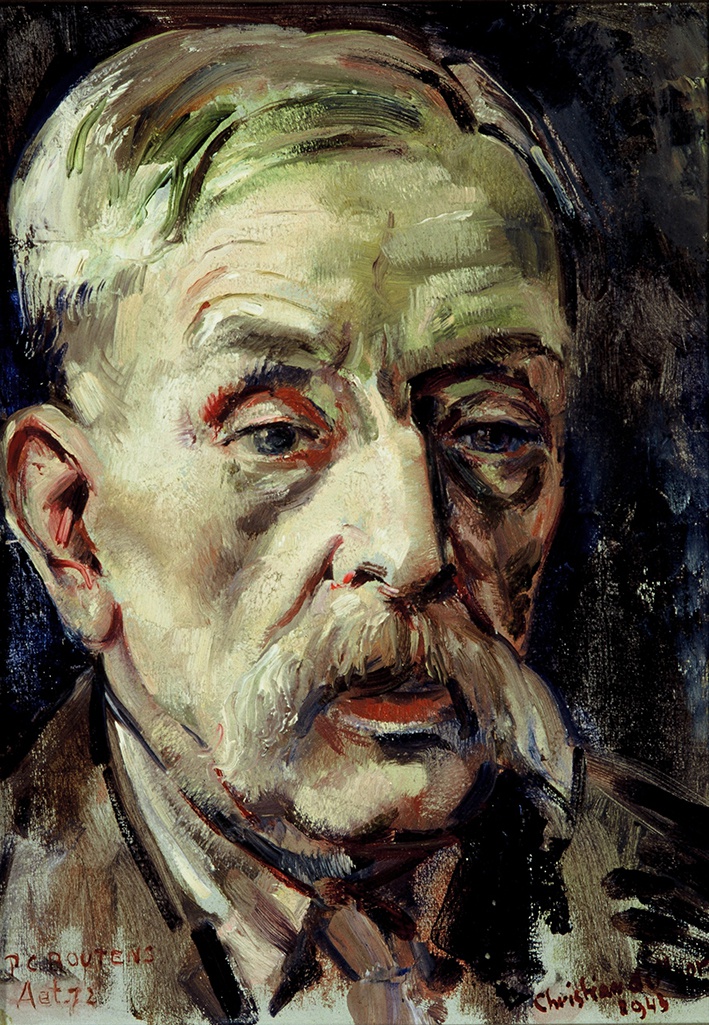 De afbeelding toont een kunstzinnig portret van P.C. Boutens. Gemaakt door: Chris de Moor