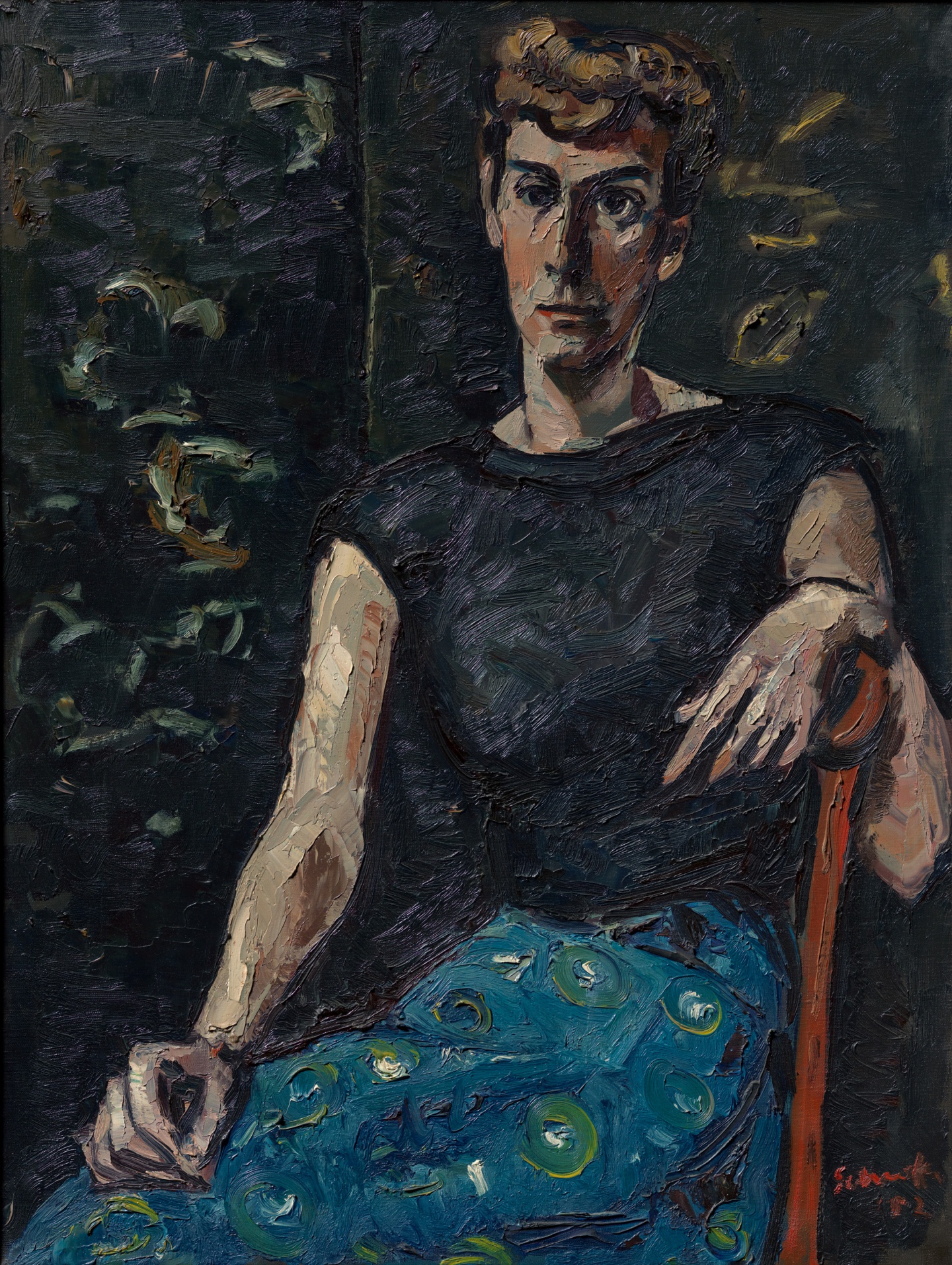 De afbeelding toont een kunstzinnig portret van Miep Diekmann. Gemaakt door: Willem Schrofer