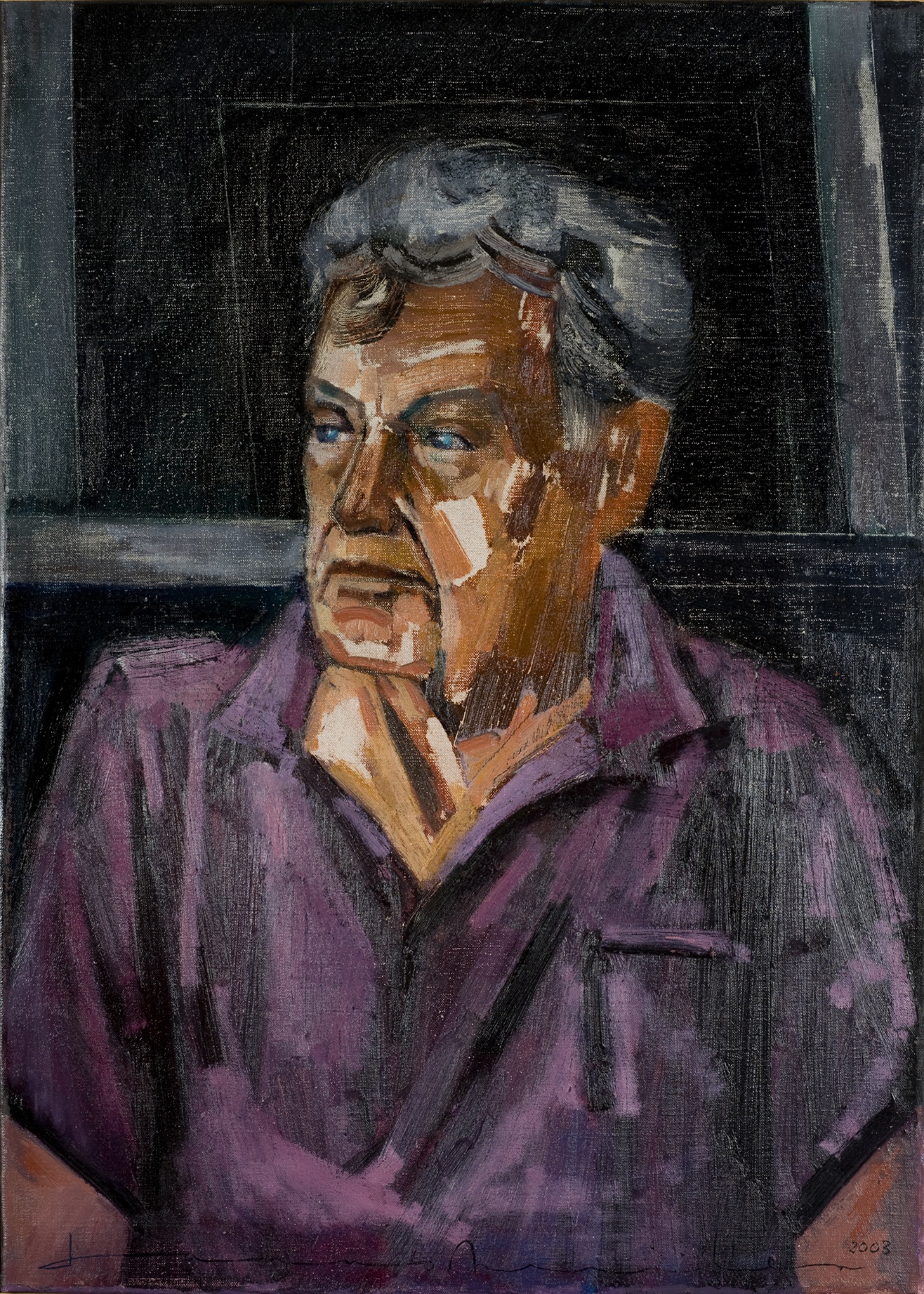 De afbeelding toont een kunstzinnig portret van Jan Eijkelboom . Gemaakt door: Janus  Nuiten 